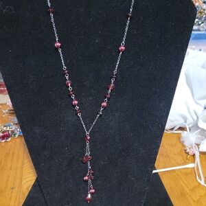 Elegant Red and Silver Necklace